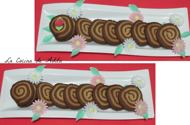 Galletas En Forma De Espiral, De Chocolate Y Vainilla 
