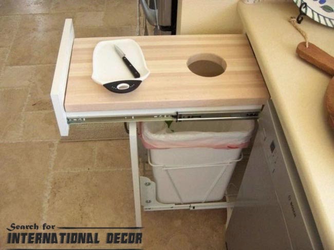 Pull-out cutting board, organizing small apartment, space saving ideas