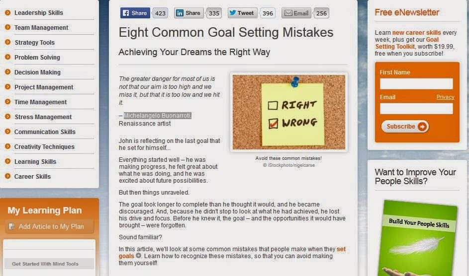 http://www.mindtools.com/pages/article/goal-setting-mistakes.htm