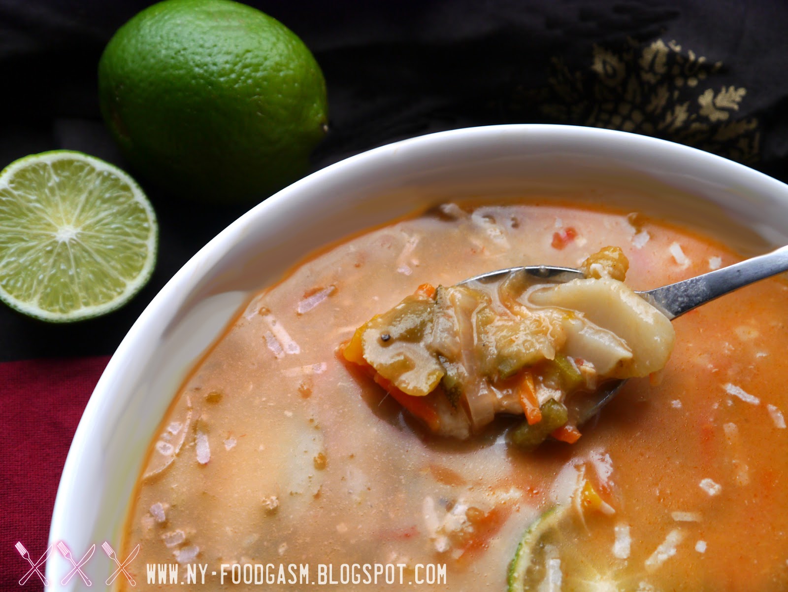 NY FoodGasm Spicy Red Curry Coconut Chicken Soup