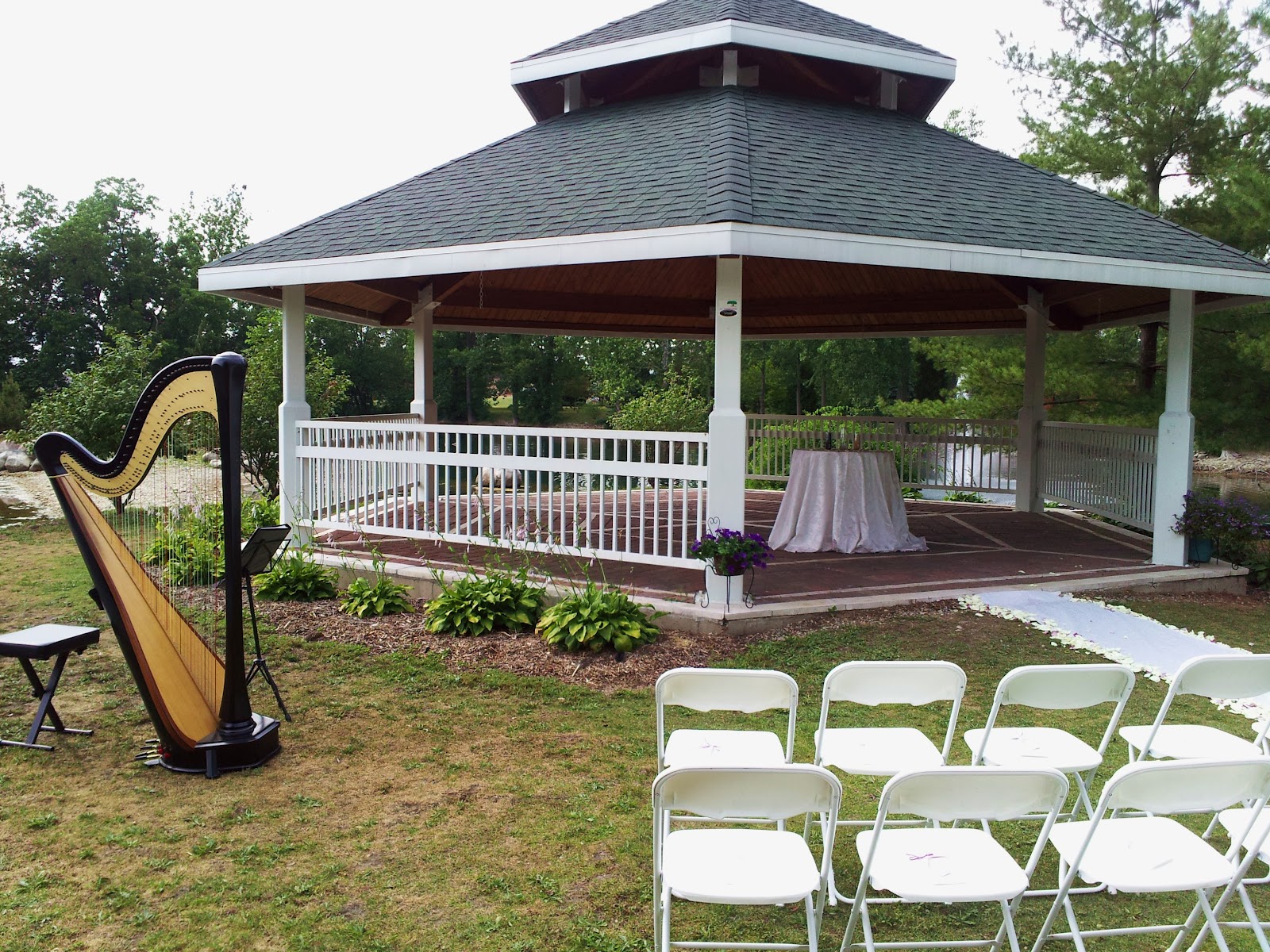 Michigan Wedding Harpist Ceremony Music at the Ponds of Coldwater