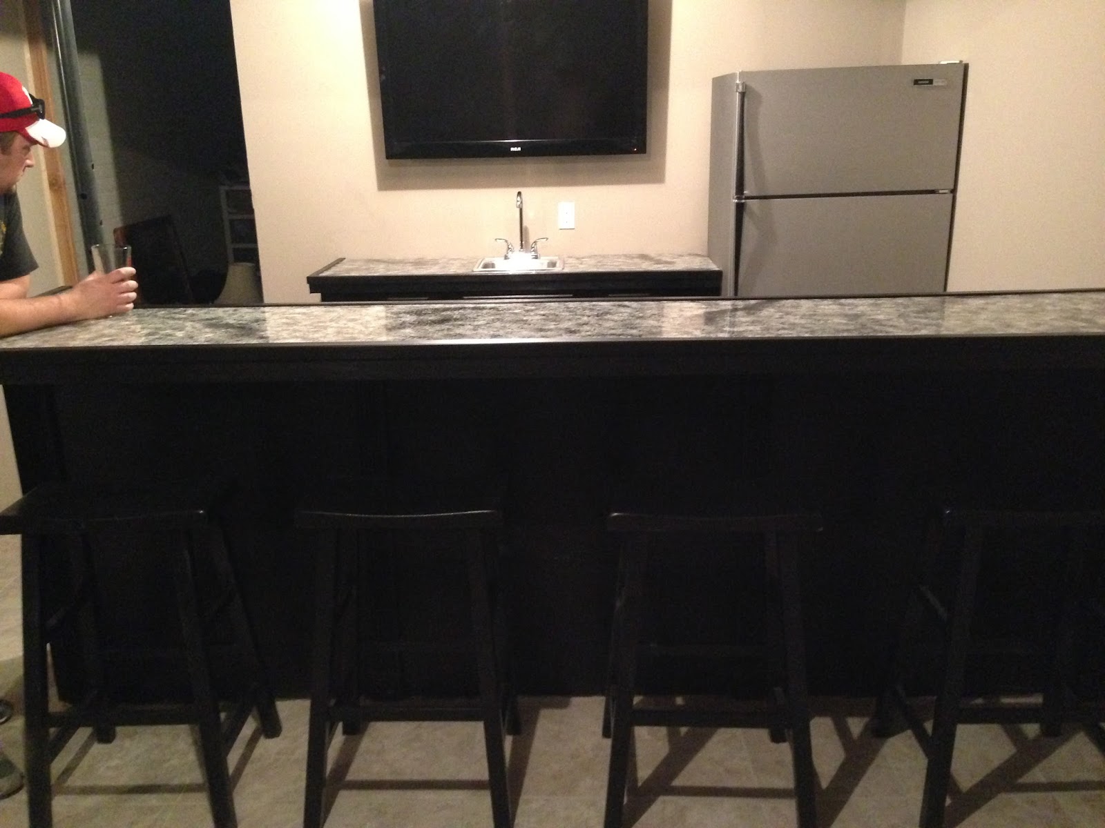 DIY Why Spend More Build your own bar with faux granite countertop