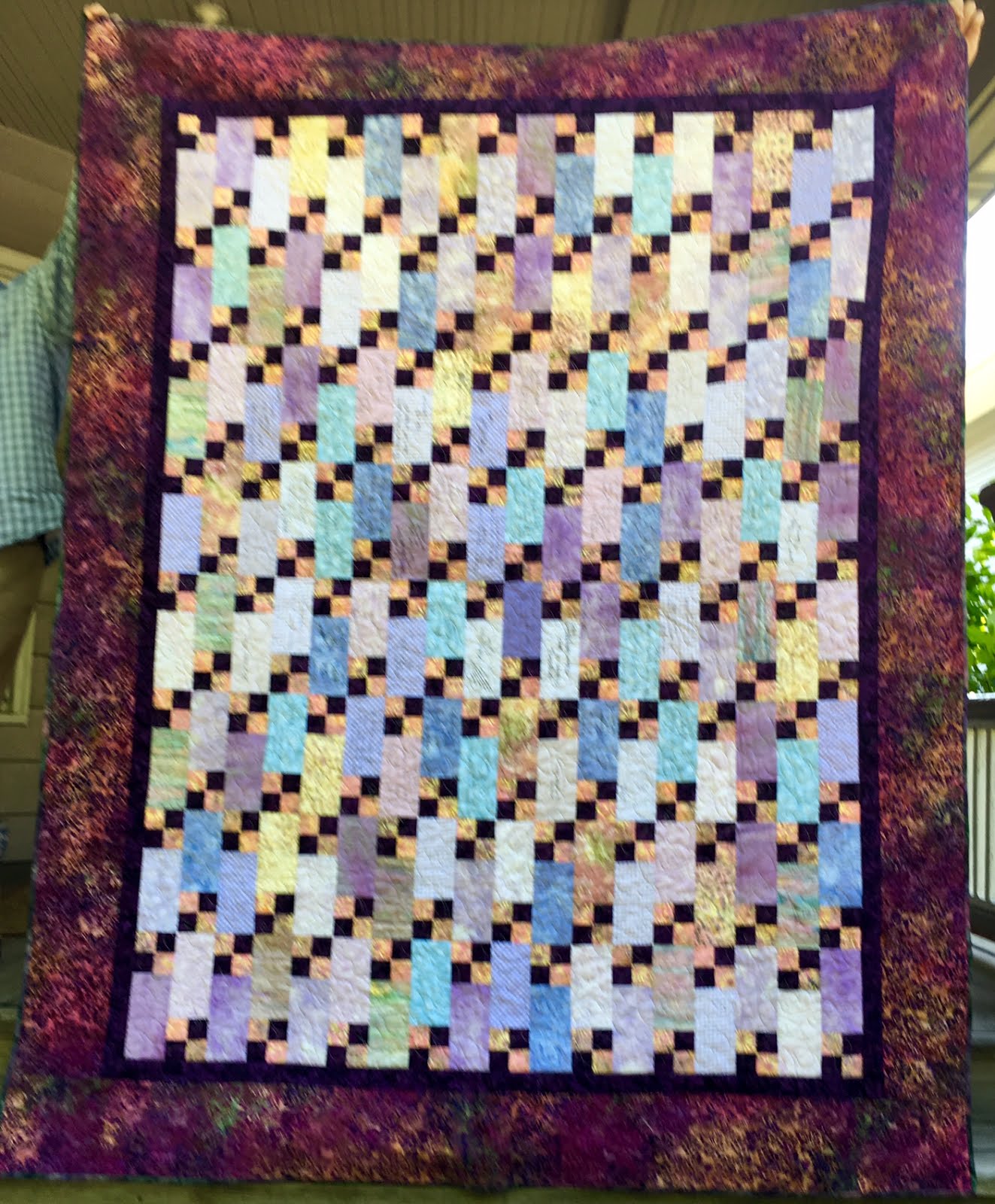 klein meisje quilts wedding quilt, bricks and stepping stones completed