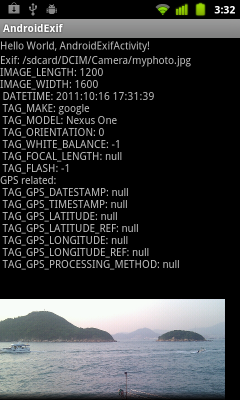 Read Exif of JPG file using ExifInterface