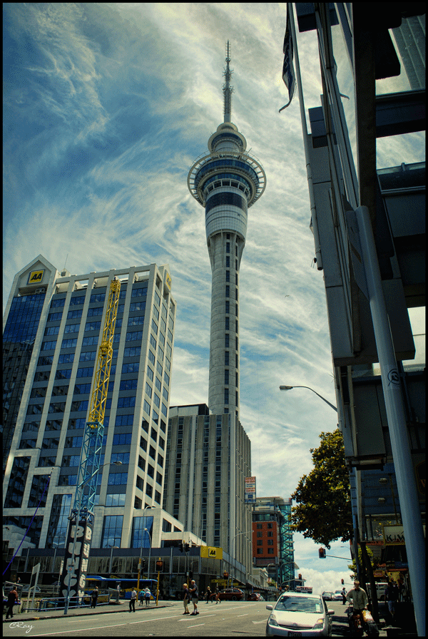 Close up of Auckland's Sky Tower