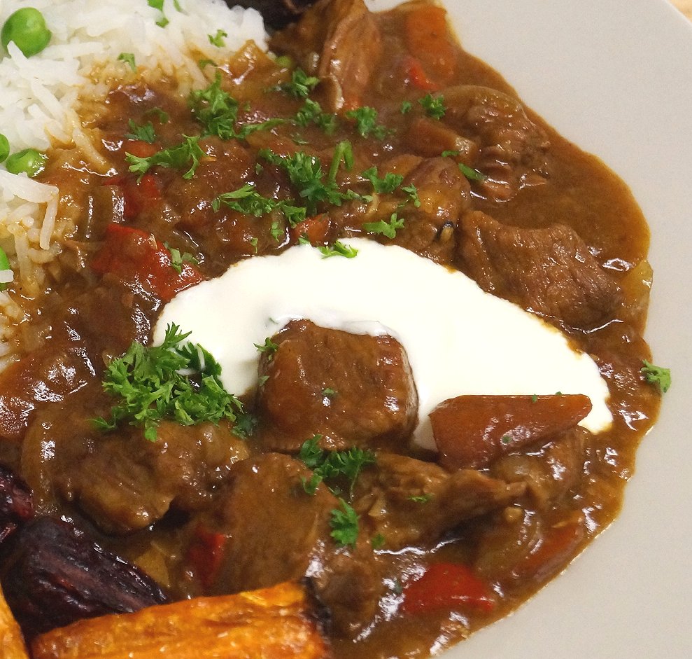 Jenny Eatwell's Rhubarb & Ginger Simple Slow Cooker Beef Goulash, but