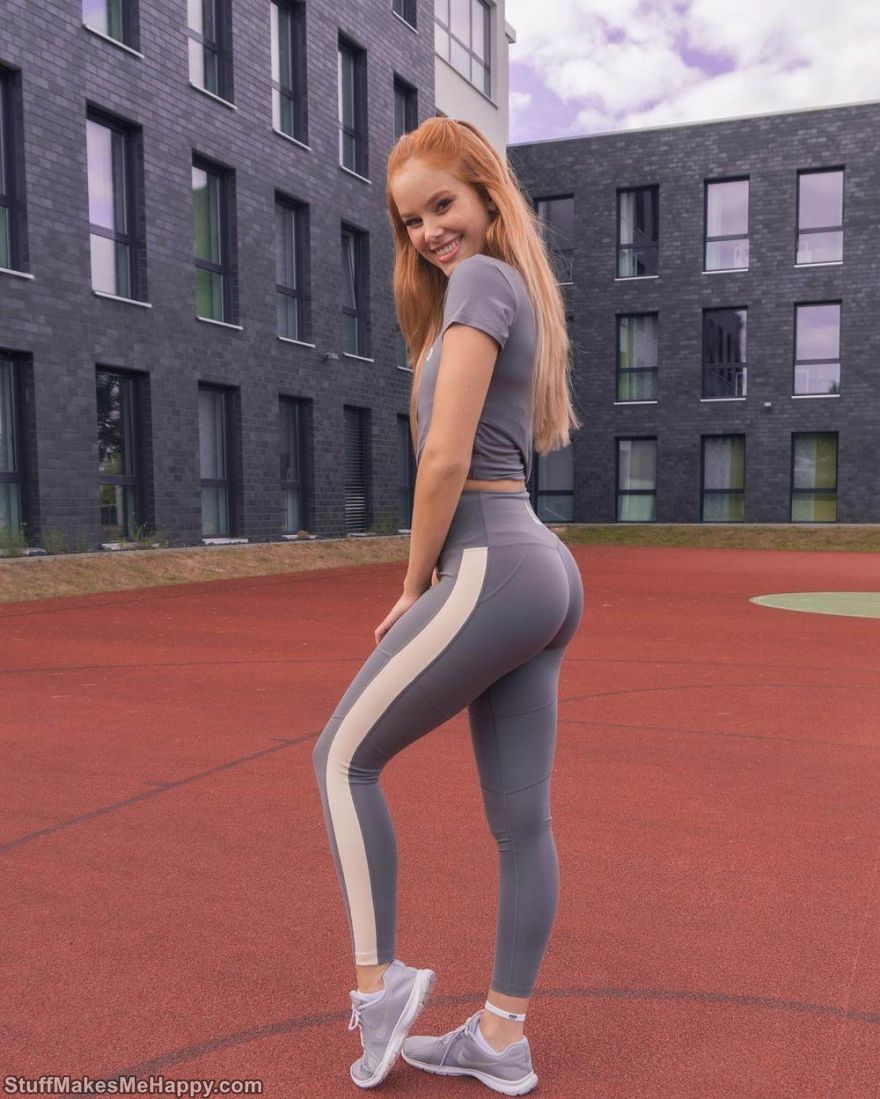 Redhead Teen Girl Yoga Pants
