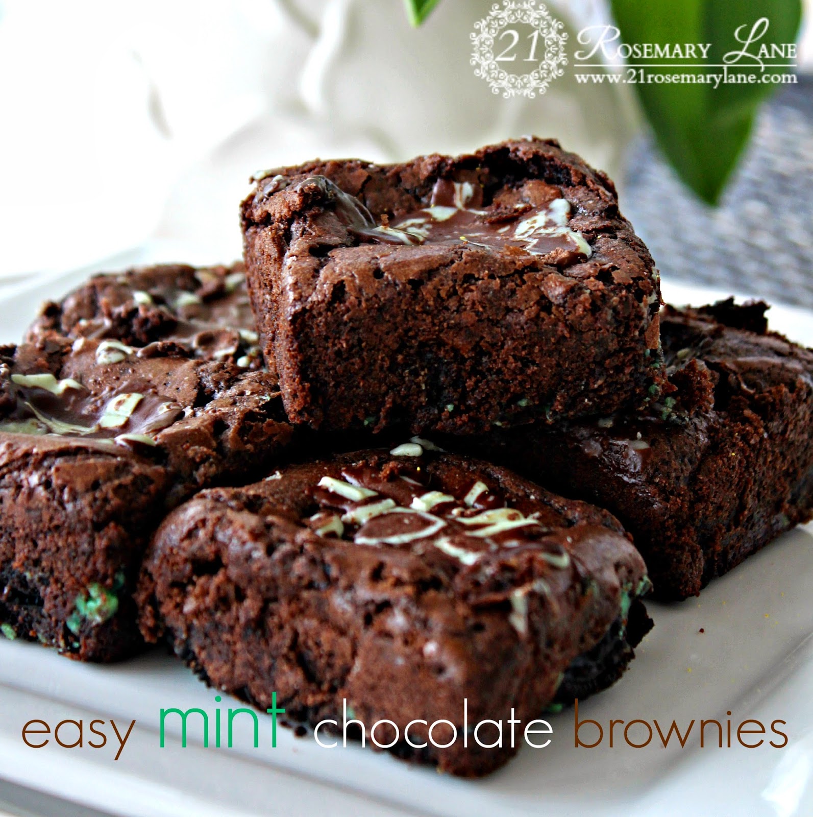 21 Rosemary Lane Mint Chocolate Brownies made with Oreos and Andes Candies