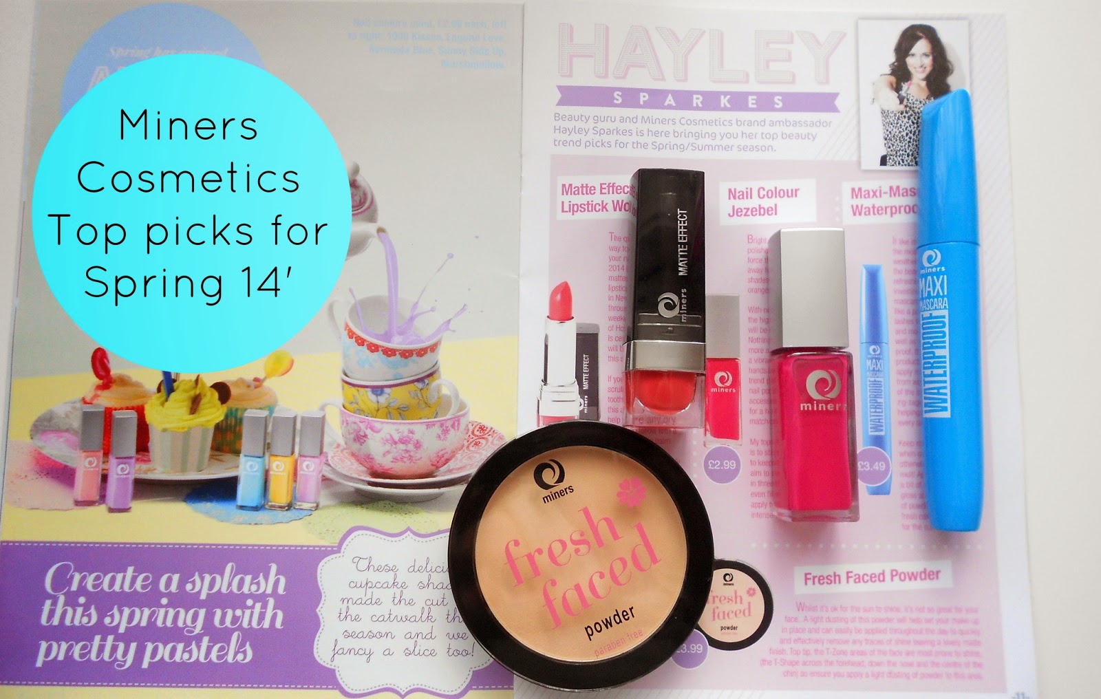 miners cosmetics spring 2014 new releases miners cosmetics maxi waterproof mascara fresh faced powder matte lipstick wonderland nail varnish jezebel cheap budget makeup