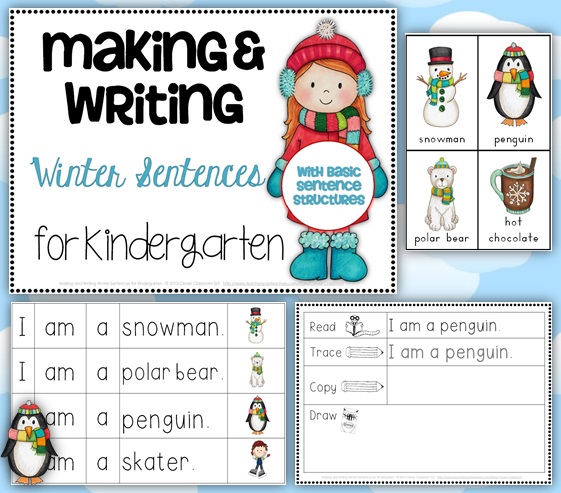 Making and Writing Winter Sentences for Kindergarten {vocab & sentence work}