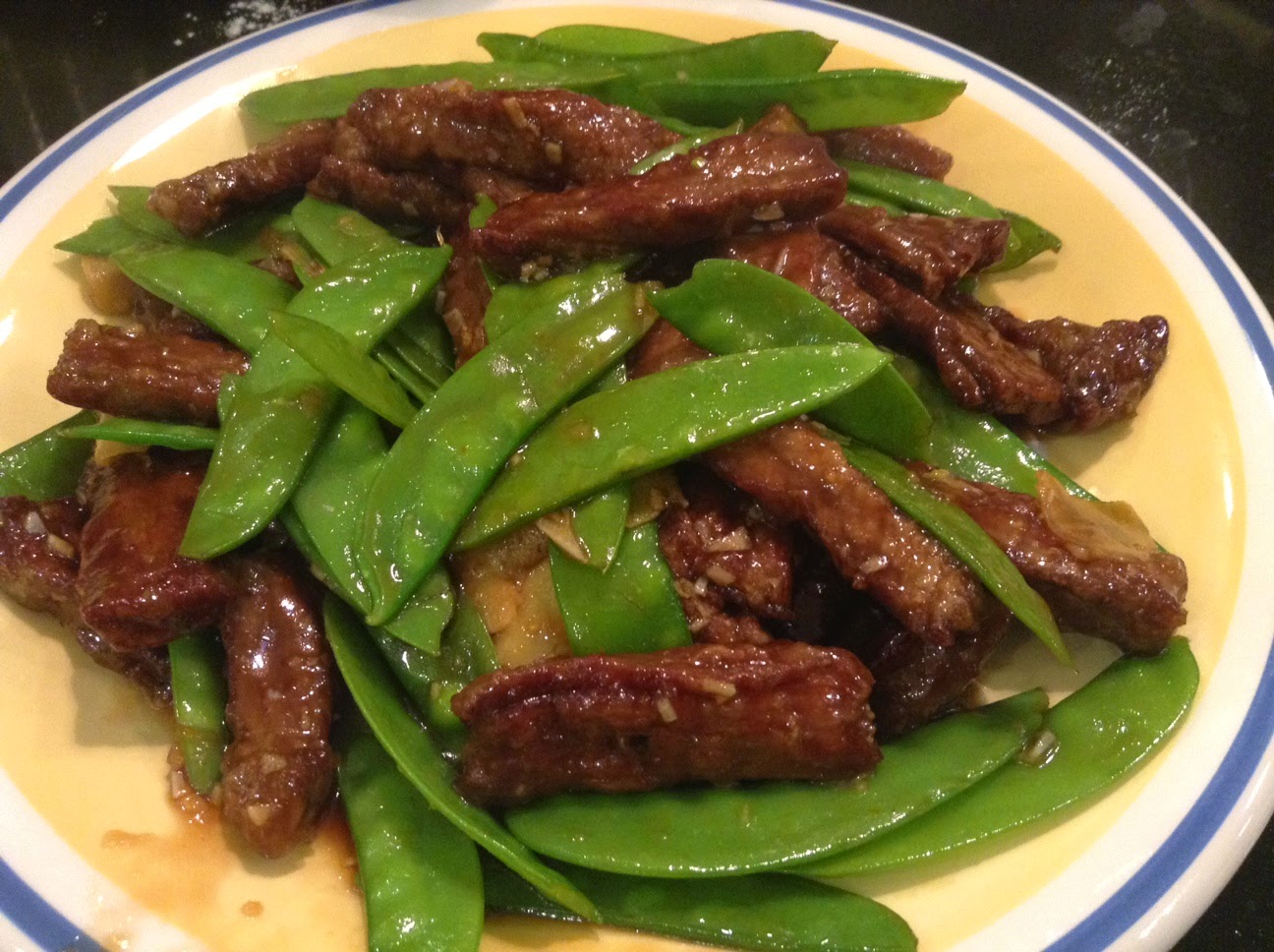 Dishes with My Dish Crispy ginger beef with snow peas
