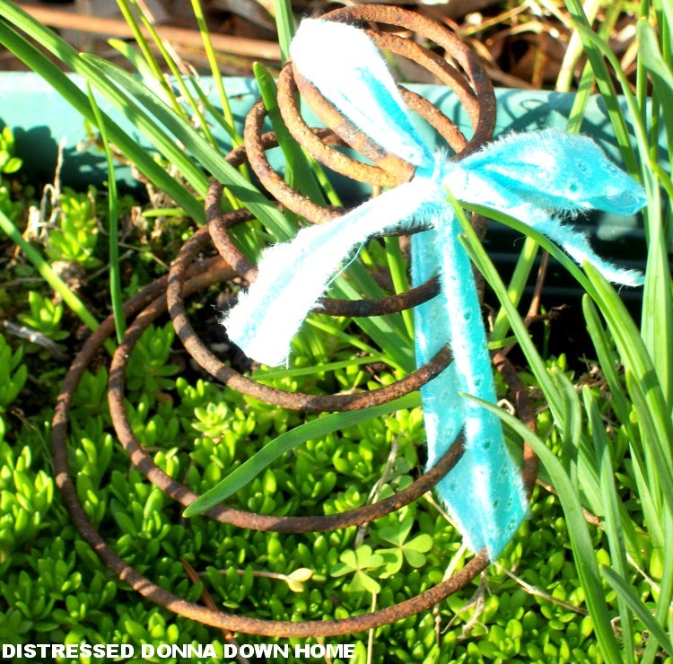 Rusty springs, torn cotton ribbons, tags, Spring