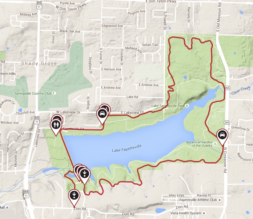 Chuck's Adventures Biking Fayetteville, Arkansas' Lake Fayetteville Trail