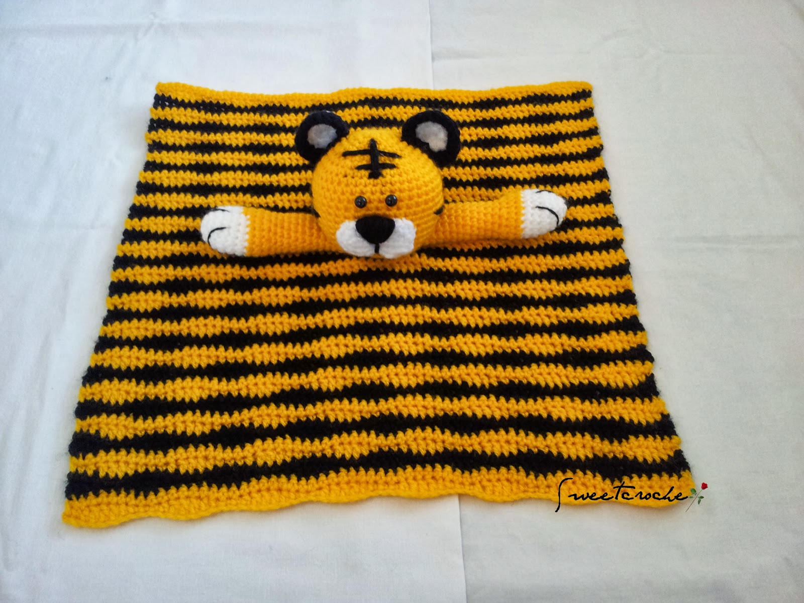 SweetCroche Tiger Lovey Security Blanket