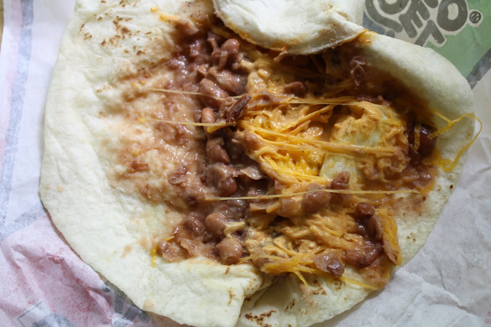 bean and cheese burrito calories del taco