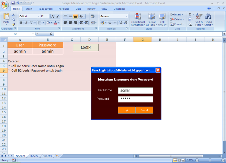 Membuat Form Login Sederhana Di Excel | belajar membuat form login sederhana pada microsoft excel Membuat Form Login Sederhana Di Excel | belajar membuat form login sederhana pada microsoft excel
