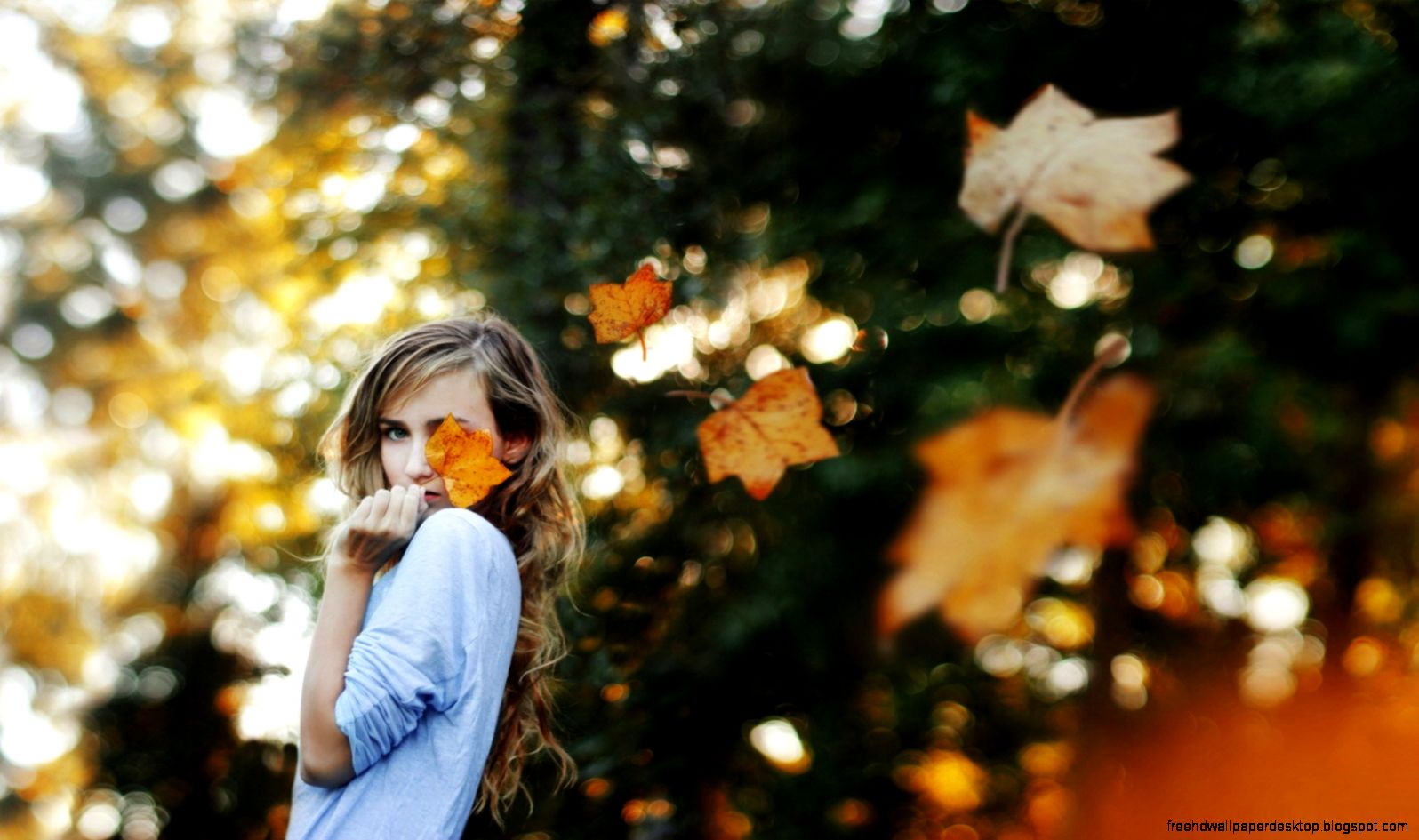 Girl Autumn Foliage Wind wallpaper 1680x1050 19540 Girl Autumn Foliage Wind wallpaper 1680x1050 19540