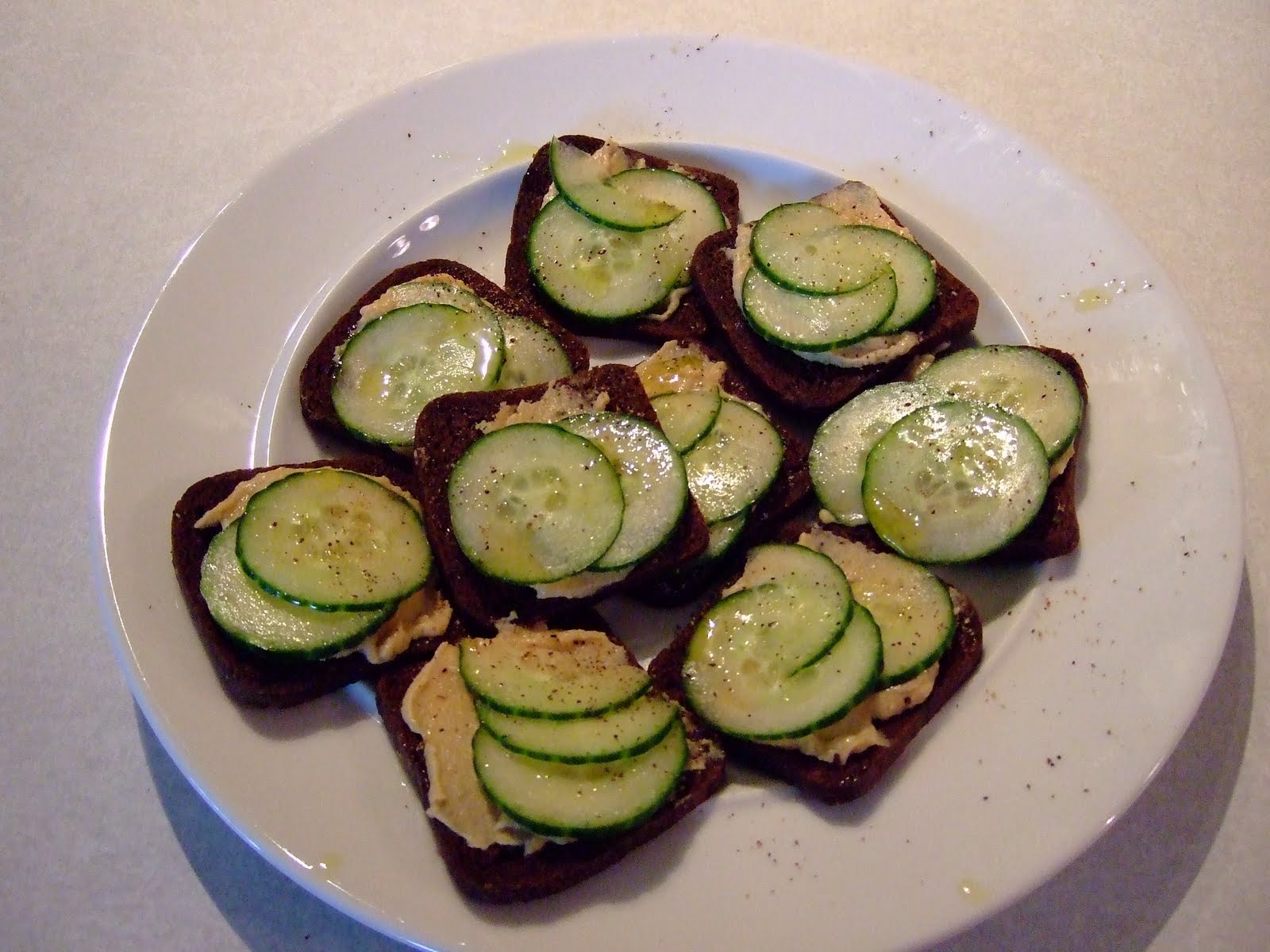 Her Yellow Apron CucumberHummus Sandwiches