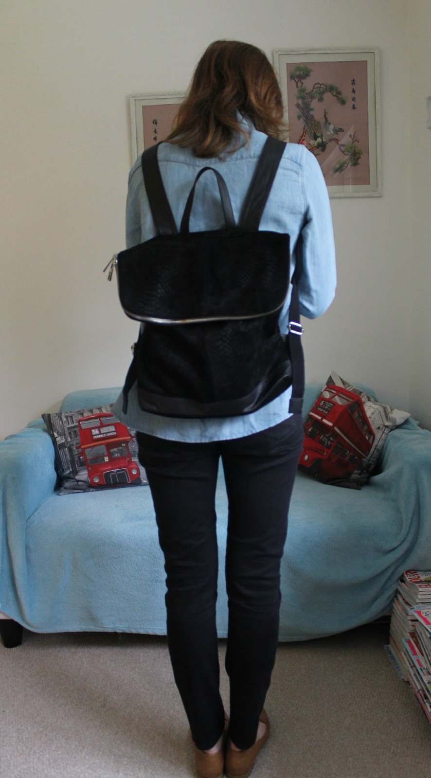 asos black leather backpack