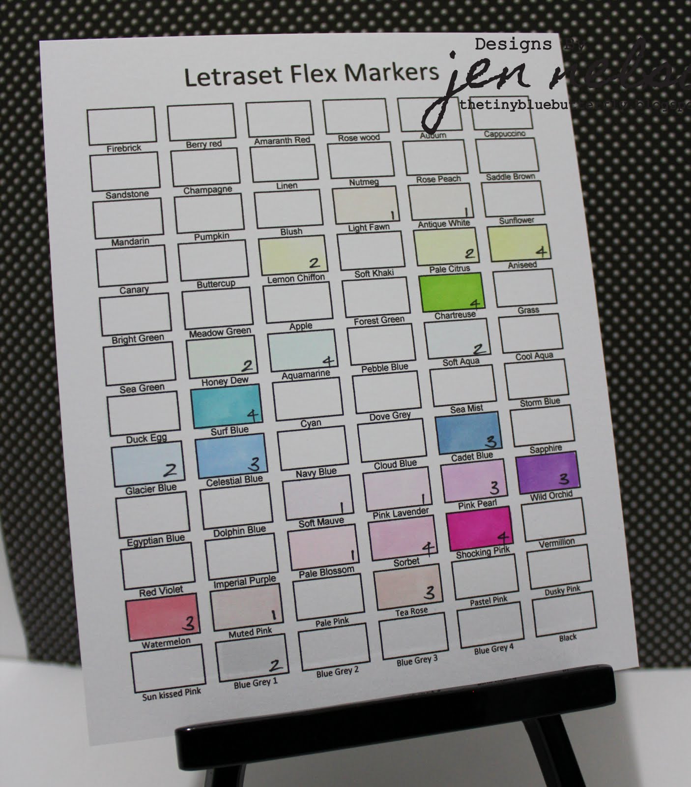 Letraset Flexmarker Colour Chart