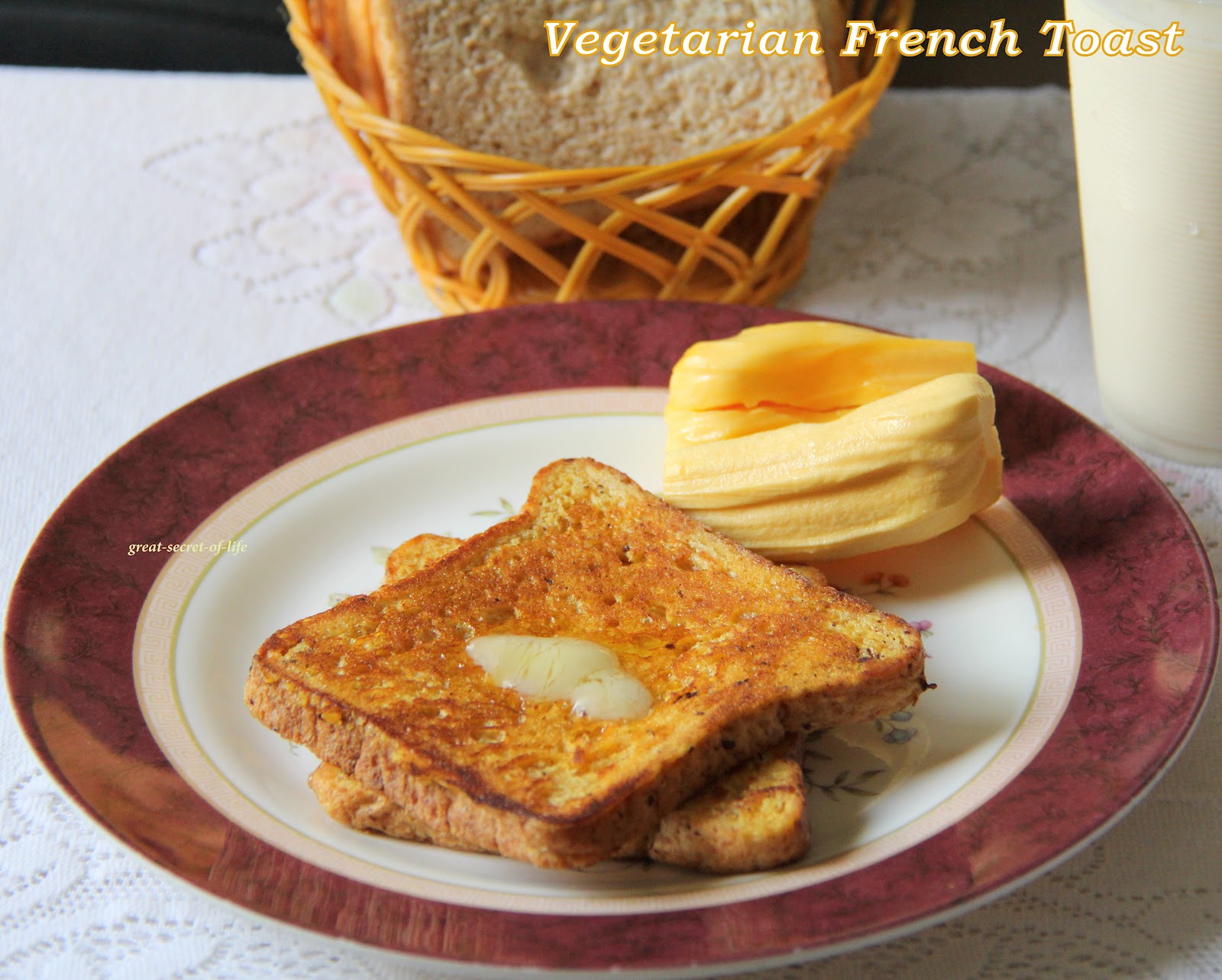Vegetarian French Toast (with custard powder) Sweeter Version Great