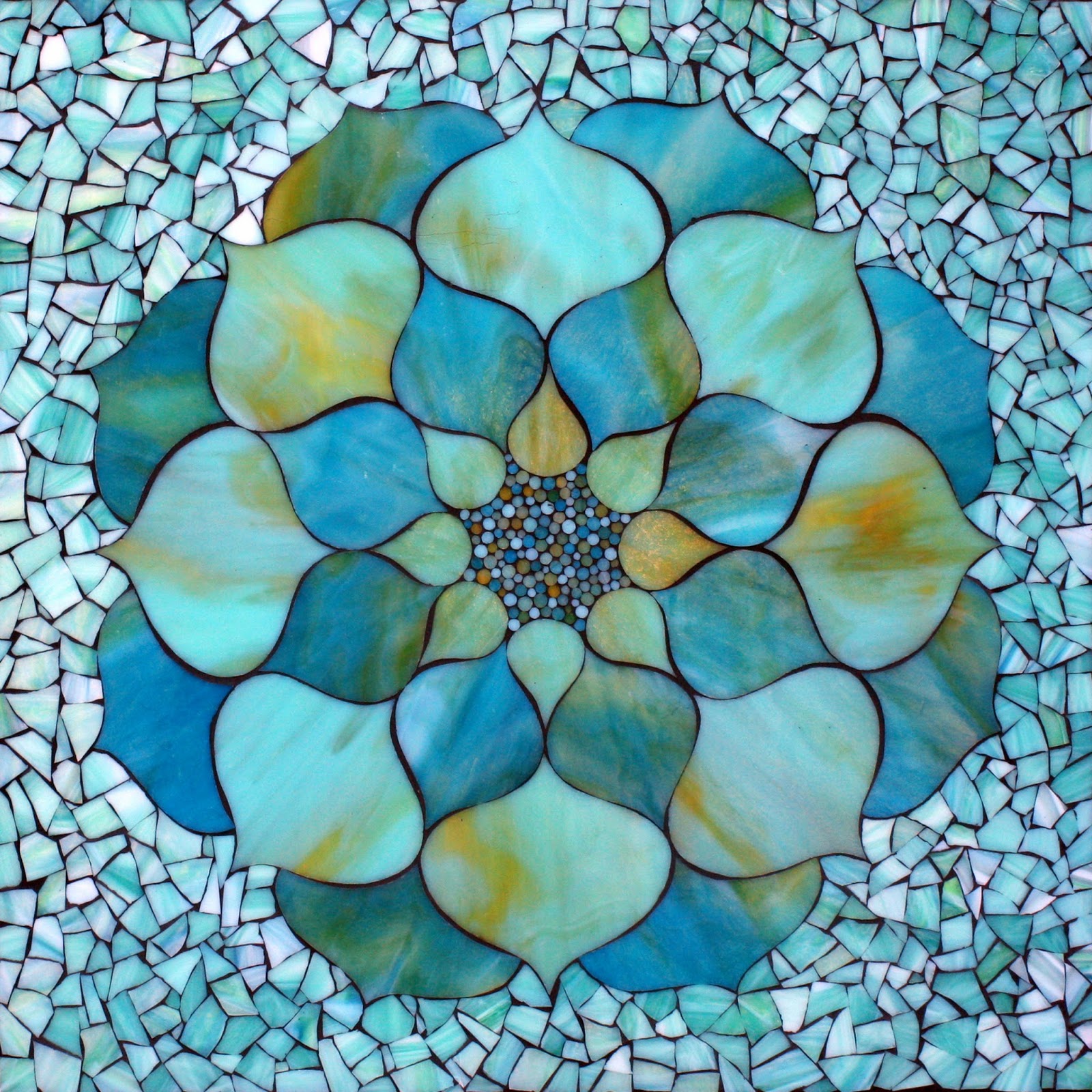 Kasia Mosaics Turquoise Lotus Flower