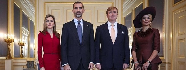 King Willem-Alexander of the Netherlands and Queen Maxima of the Netherlands with King Felipe of Spain and Queen Letizia of Spain at The Noordeinde Palace
