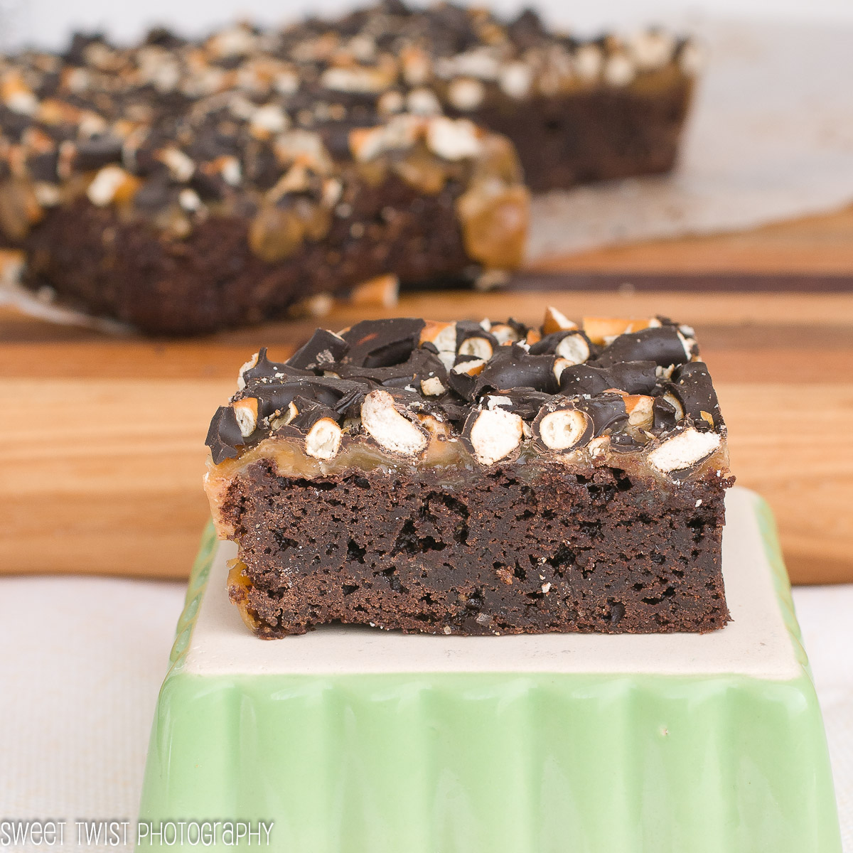 Sweet Twist of Blogging Chocolate Pretzel Caramel Brownies