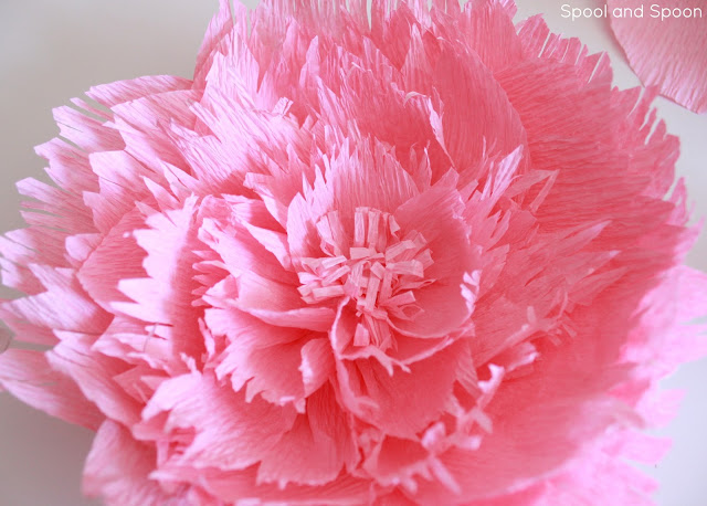 Crepe Paper Flower Tutorial from Spool and Spoon -- perfect alternative to a bow!