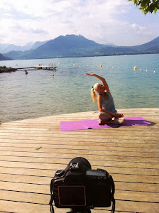 Recent filming for YogaChezMoi by Lake Annecy