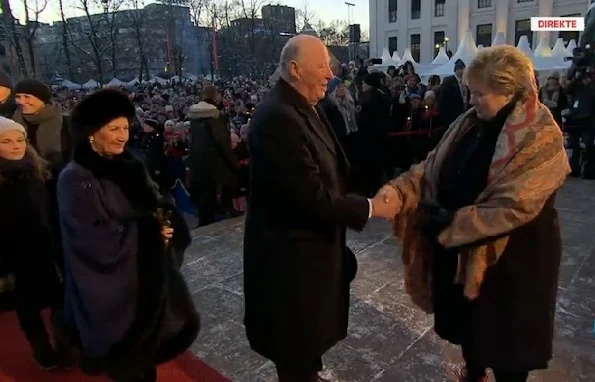 King Carl Gustaf and Queen Silvia of Sweden, Queen Margrethe of Denmark, Queen Sonja and King Harald V of Norway,  Crown Prince Haakon, Crown Princess Mette Marit, Prince Sverre Magnus, Princess Ingrid Alexandra, Princess Märtha Louise, Ari Behn and Prime Minister Erna Solberg