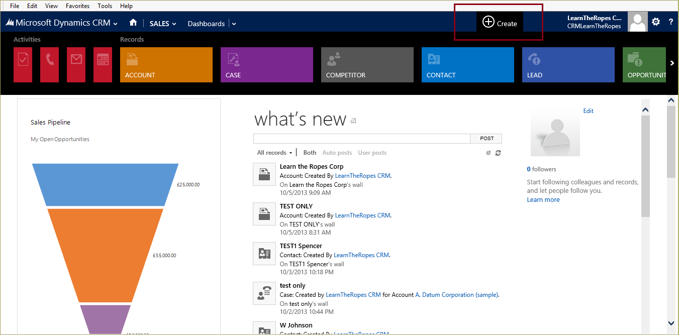 Microsoft Dynamics CRM 2013 Learn The Ropes Quick Create Forms in
