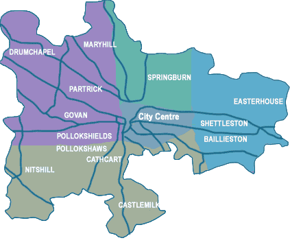 Map Of Glasgow Areas Map Of Glasgow City Area