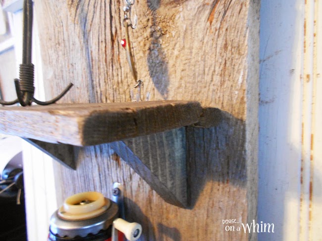 Pallet Wood Shelf | Fishing Reel Key Hook & Organizer from Denise on a Whim