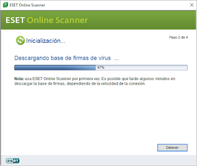 Inicio análisis Eset Scanner OnLine Inicio análisis Eset Scanner OnLine