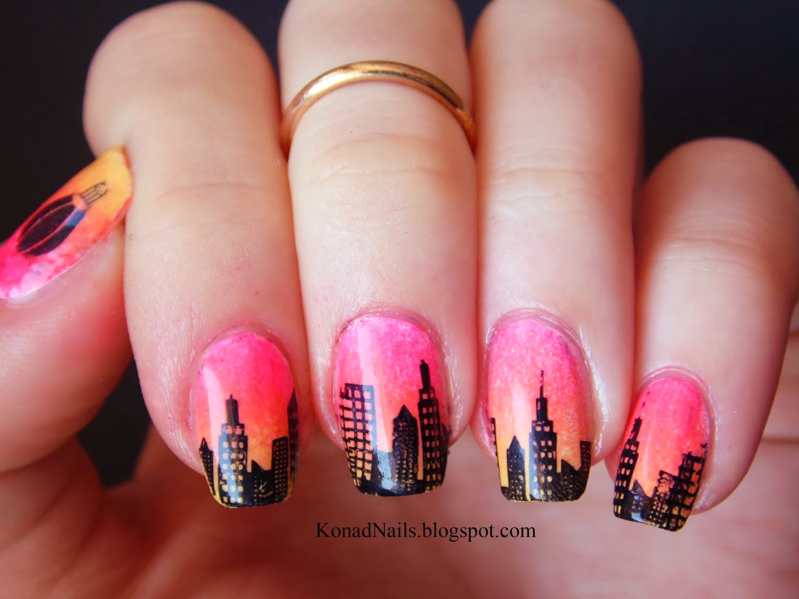 Konad Addict Bundle Monster Skyline nail art