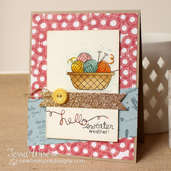 Sweater Weather card by Tessa Wise for Newton's Nook Designs - Basket of Wishes Stamp Set