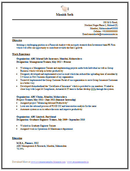 Over 10000 CV and Resume Samples with Free Download: Engineering MBA