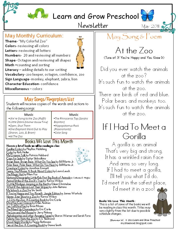newsletter templates for preschool