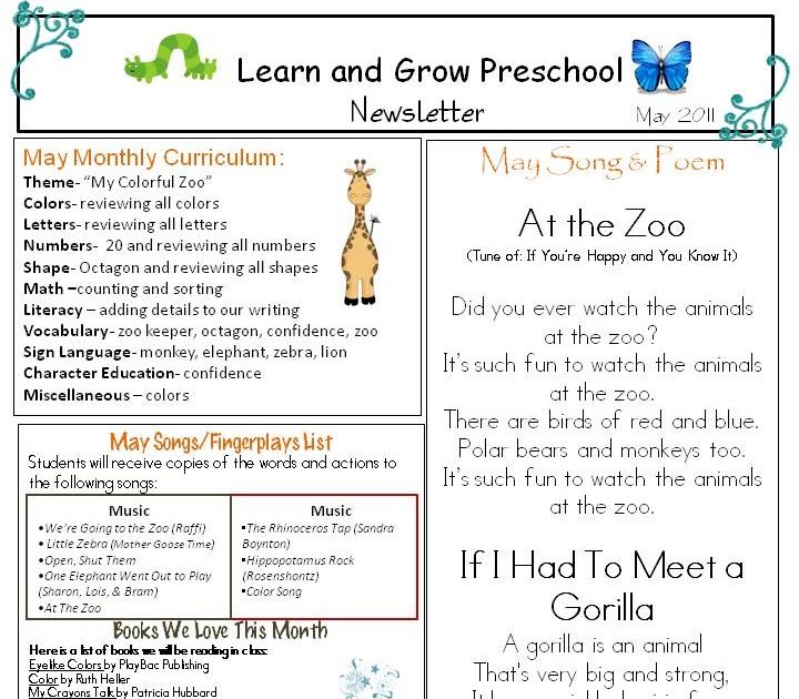 learn and grow designs website zoo themed preschool lesson plan for may