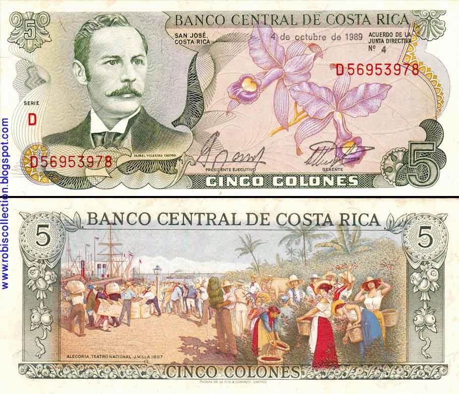 PAPER MONEY AND POLYMER NOTE COSTA RICA