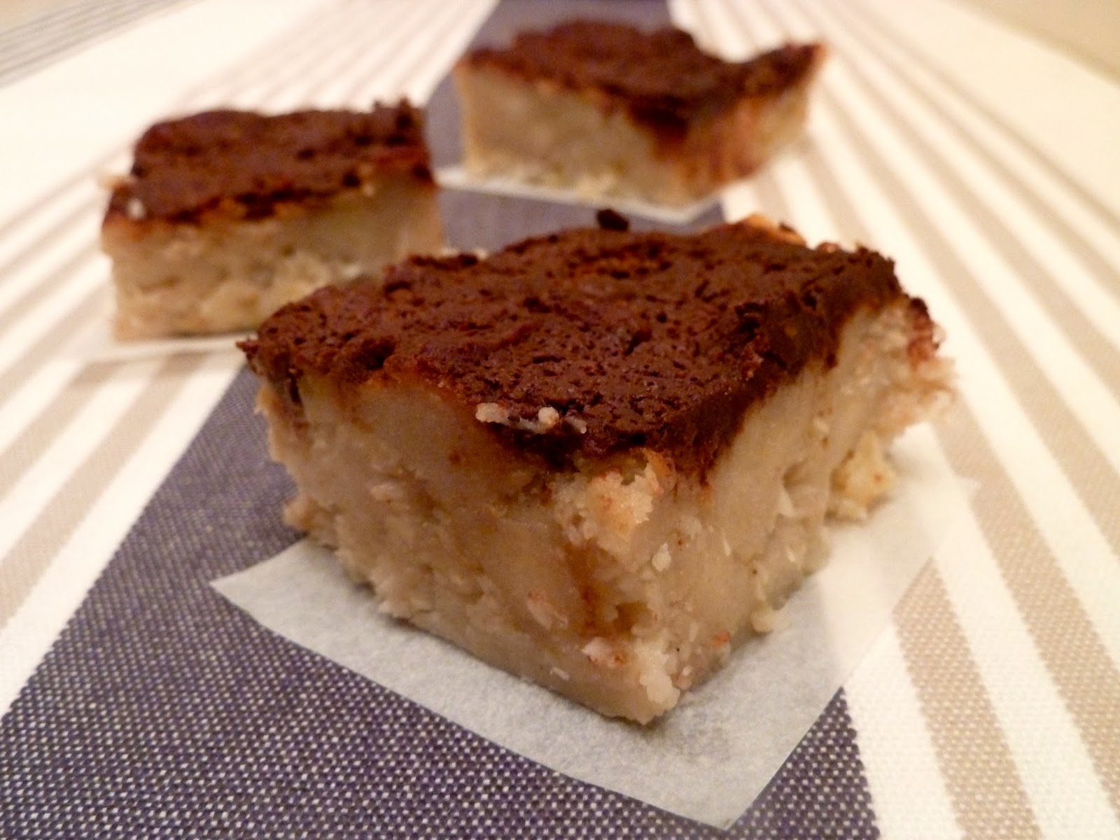 Pudding chômeur au chocolat, banane et coco {sans oeufs}