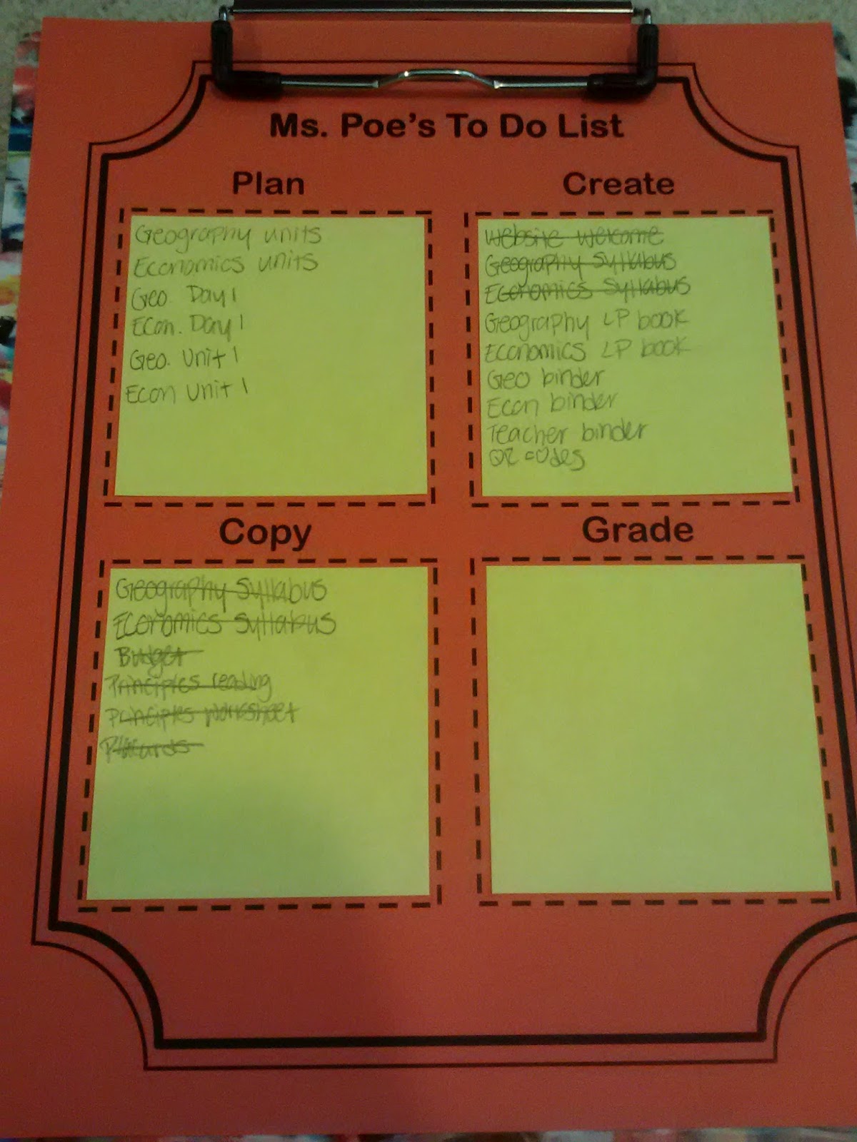 teacher to do list