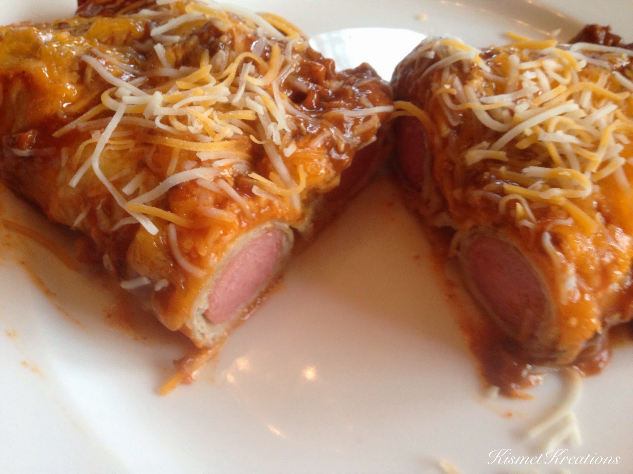 Kismet Kreations Sunday Family Dinners Chili Cheese Dog Enchiladas