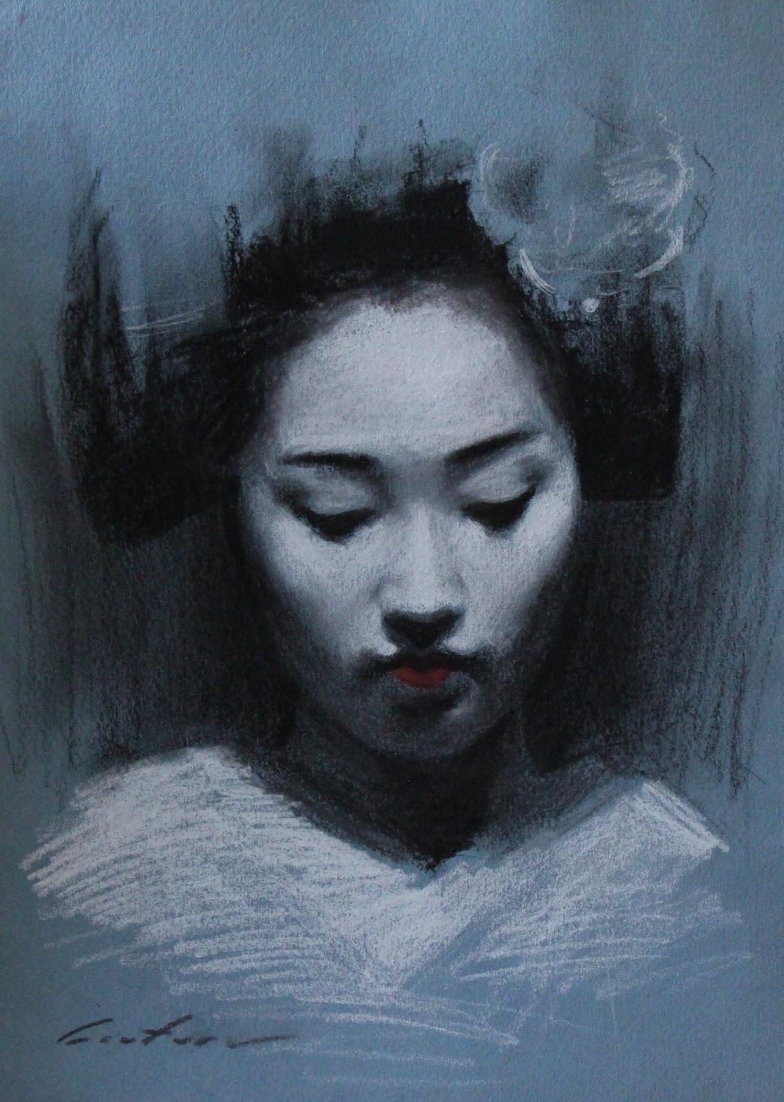 Phil Couture: Art Daily: Recent Charcoal Drawings of Maiko