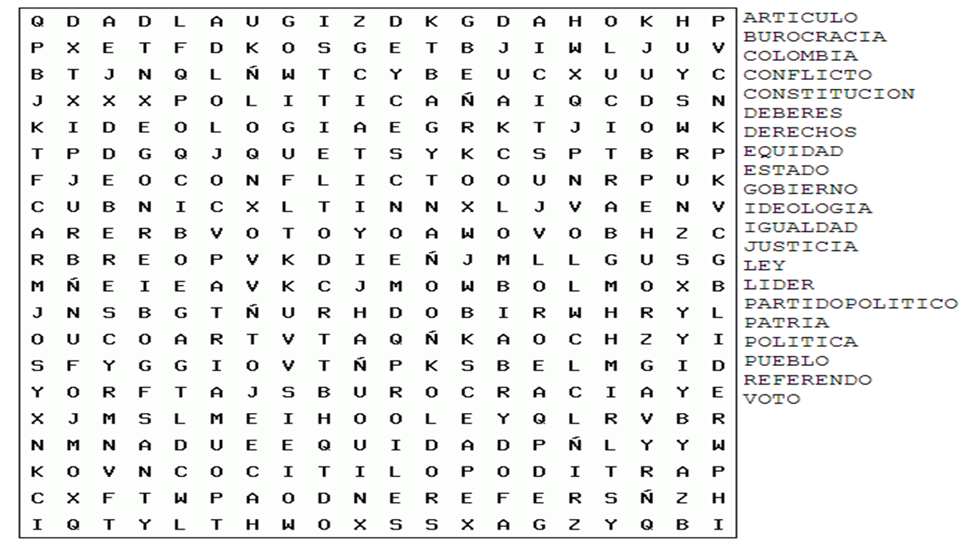 Resultado de imagen para sopa de letras de politica