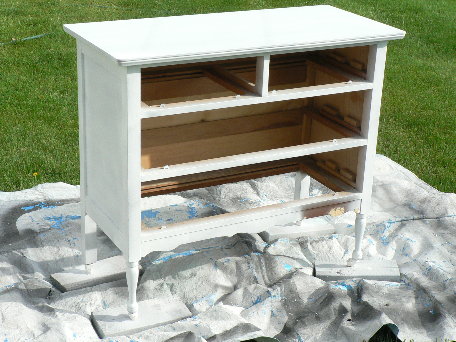 For the Love of it White Antique Dresser with Mirror and A Burlap Wreath
