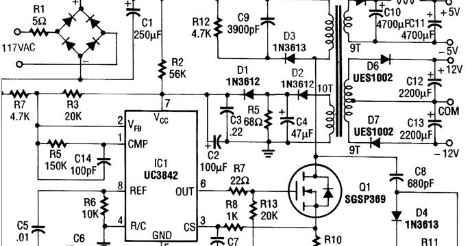 NTE Electronics Circuit: Power Supply Switching IC UC3842 usb oscilloscope schematic 