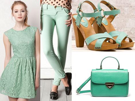 calças verde-água, vestidos, sapatos e bolsas vai estar na moda nesta temporada