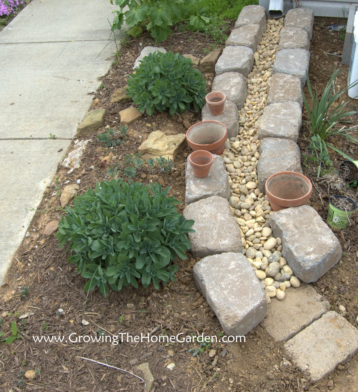 Making A Dry Creek Bed Drainage Canal for Downspouts Growing The Home